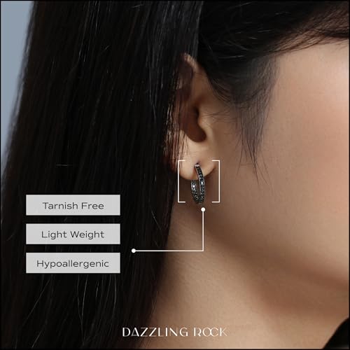 Dazzlingrock Collection 0.38 Cttw Round Black Diamond Lined Inside Out Hoop Earrings for Her in 925 Sterling Silver2