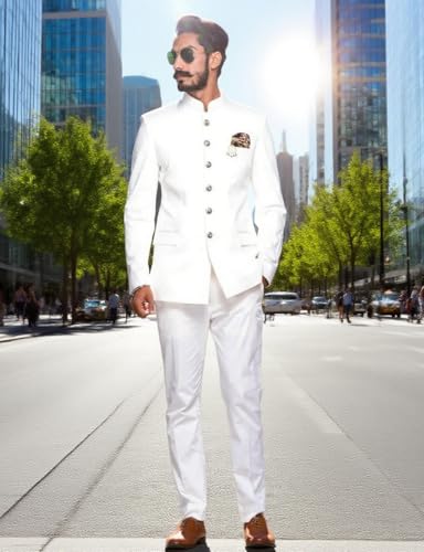 Mi Bo Tong Men's Suits 2 Piece Slim Fit Suits for Men Button Suit Formal Dinnner Wedding Prom Tuxedo4