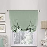 H.Versailtex Blackout Curtains-Tie Up Shade for Window Thermal Insulated Room Darkening Rod Pocket Curtains for Kitchen (Rod Pocket Panel, 42 inches W x 63 inches L，Light Sage)