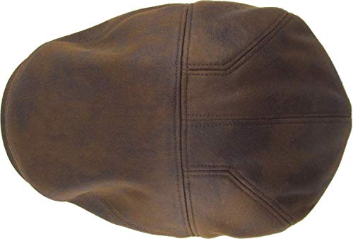 KBL-100 LBR L/XL Faux Leather Ascot Ivy Newsboy Hat Driving Golf Cap Gatsby Cabbie - Image 5