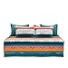 Lush Decor Boho Stripe Quilted 3 Piece Cover Set, Daybed, Turquoise & Tangerine