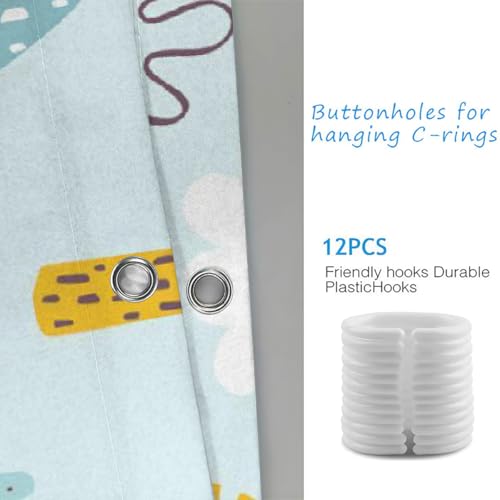 Rideaux de douche en tissu polyester haut de gamme avec impression 3D dinosaure durable