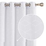 Deconovo Cortinas Opacas Diseño Rombo Plateadas para habitación con Ojales 2 Piezas 132x229cm Gris Perla