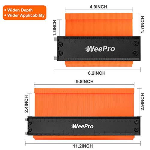 WeePro Contour Gauge with Lock, Contour Gauge Duplicator - Master Outline Gauge Measuring Tool - Contour Gauge Profile Tool 10 inch & 5 inch - Gauge Shape and Outline Tool for Carpenters, Woodworking