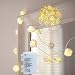 echosari [Built in Auto Timer] 20LED Warm White Rose Flower Fairy String Lights 7.5 Feet Clear Cable Battery Powered for Valentine's, Wedding, Bedroom, Indoor Decoration