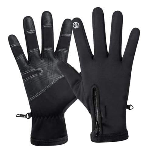 COLLBATH 1Pair Winter Riding Gloves for Men XL Windproof and Non Slip Touch Screen Cycling Gloves for Mountain Biking and Outdoor Activities Black