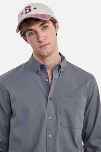 Image of SNITCH Men Casual Shirt | Regular Fit Long Sleeve Button-Down Collar Textured Style | Durable Polyester Twill & Single Patch Pocket for Work
