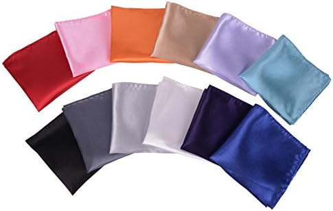 I-MART 12 Pack Pocket Squares for Men, Solid Color Satin Handkerchiefs for Wedding, Business, Formal Events and Suit Accessories, 8.5 x 8.5 Inch