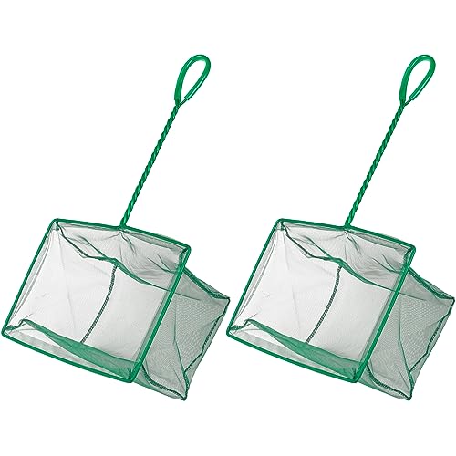 Image of Pawfly Aquarium Fish Net with Braided Metal Handle Square Net with Soft Fine Mesh Sludge Food Residue Wastes Skimming Cleaning Net for Fish Tanks Small Koi Ponds and Pools