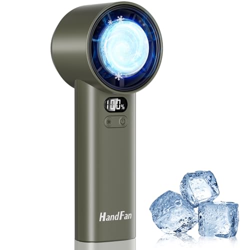 HandFan Ventilador turbo de mano de alta velocidad de 5200 mAh, 100 velocidades ajustables, potente ventilador de hielo de refrigeración, mini ventilador de mano portátil, recargable, máximo 13000 RPM