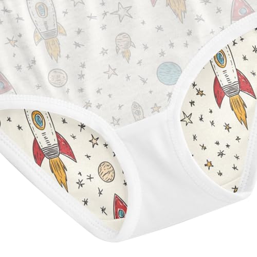 ZZKKO Cartoon Rocket Planet Hand Drawn Girls Underwear Toddler Panties for Girls Comfort Brief Size 2-8T4
