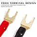 Vouchmind 5 Pairs Copper Spade Crimp Terminals, 8 GA Speaker Wire Connectors, Gold-Plated Crimp Connectors for Power & Ground Wires, Fork & Spade Connectors for Audio Systems