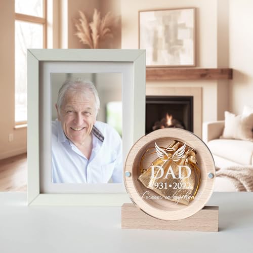 Image of Personalized Keepsake for Bereavement Gift, Lock of Hair Memorial, Sympathy Gift for Loss of Mother, Grandmother, Dad, Daughter, Son, Mom, Clear Lid (Light Wood Round)