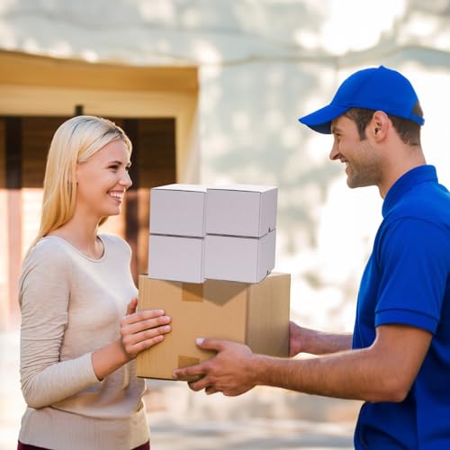 Image of RLAVBL 7x5x4 Shipping Boxes Set of 50, White Corrugated Cardboard Box for Packing, Mailing, Business