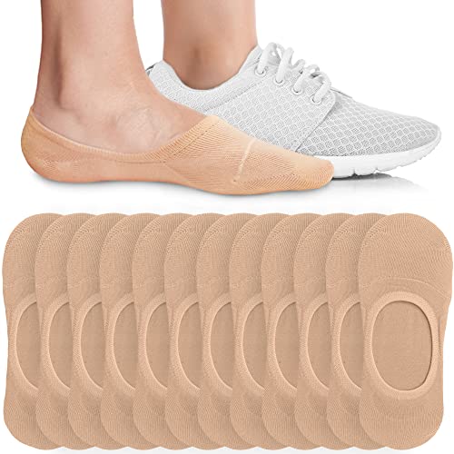 Eedor Women's No Show Socks, Comfy and Breathable Non-Slip, Low Cut Invisible Liner Socks for Casual and Formal Wear, Durable, Soft, Stretchable Fabric - 6 Pairs, Large, Size 8-10 - Beige