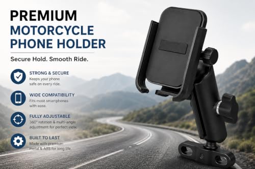 Image of CERLINK Universal Bike & Motorcycle Mobile Holder - 360 Rotatable Phone Mount for Bicycle & E-Bike, Adjustable Handlebar Clamp, Secure Anti-Slip Grip