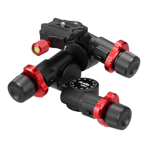 Avella 2 Way Geared Tripod Head with Millimeter Micro Adjustment Aluminum Alloy Pan Tilt Head 360 Panoramic Arca Type QR Plate Compatible with Sony Canon Nikon DSLR Cameras Max Load 13.2lb V507