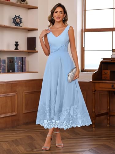 Women's Long Lace Mother of The Bride Dresses Short Sleeve Formal Dresses for Women Wedding Guest DE1562
