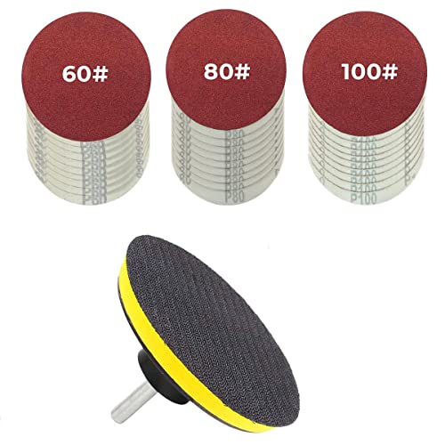Jkjhbhged 30-Piece Drill Bit Sanding Attachment Sandpaper 60/80/100 and 5 inch Back Pad Set, Electric Shackle Disc, with Pad