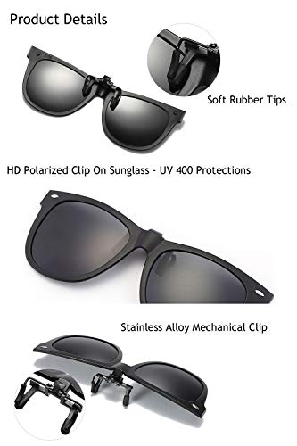 Polarized Clip-on Sunglasses Unisex Anti-Glare Driving Sunglasses With Flip Up for Prescription Glasses4