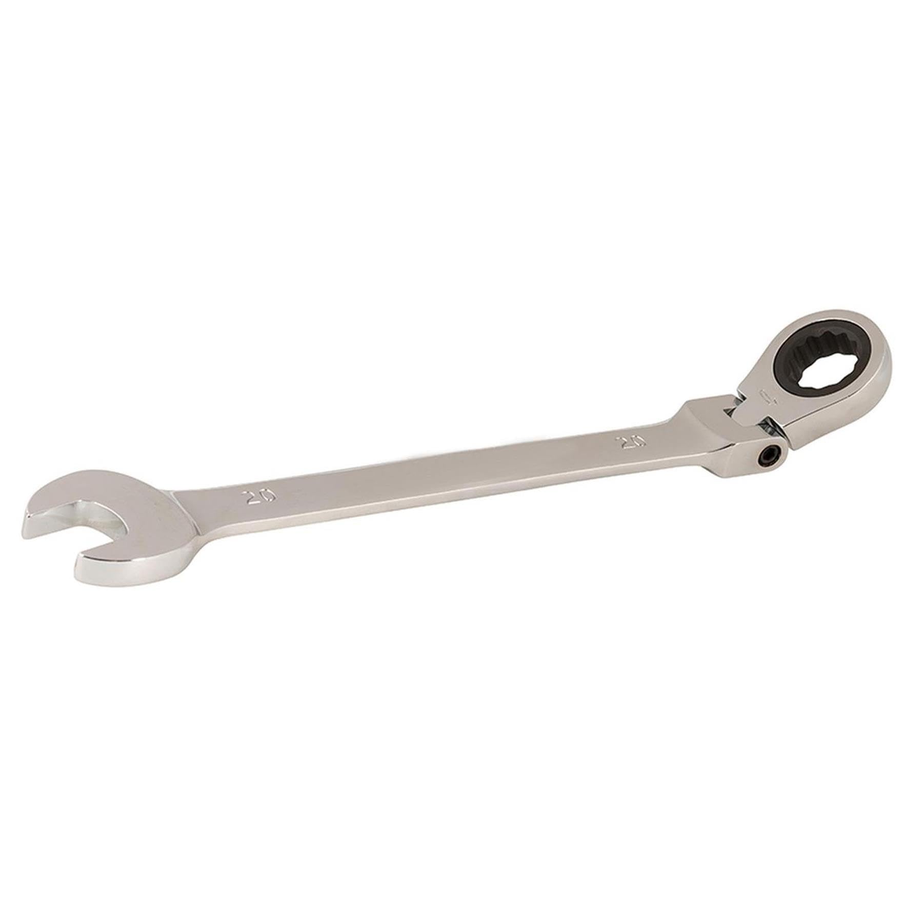 Dapetz ® Flexible Head Ratchet Spanner 20mm Chrome Vanadium Steel Ratcheting Combination Wrench Flexible Head Chrome Plated Mirror-Polished Finish Open End Spanner