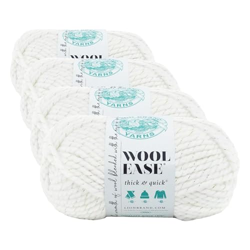Image of Lion Brand Yarn Wool-Ease Thick & Quick Yarn, Soft and Bulky Yarn for Knitting, Crocheting, and Crafting, 1 Skein, Celebration (Pack of 4)