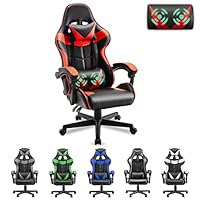 Soontrans Red Gaming Chair,Ergonomic Gamer Chair,Racing Game Chair,PC Computer Chair with High-Back,Adjustable Headrest and Lumbar Support (Magma Red)