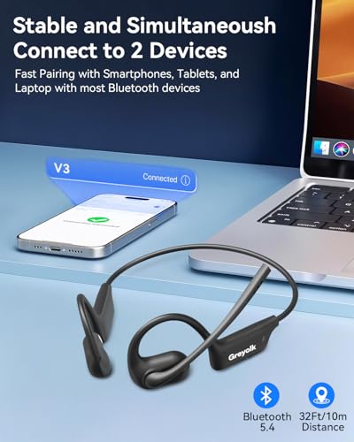 Open Ear Headphones with Mic, Bluetooth Headset with AI Noise Cancellation Microphone Air Conduction Headphones Bluetooth 5.4 Wireless Headset with Mic for Work Call Meeting Driving Sports(Black) - image 7