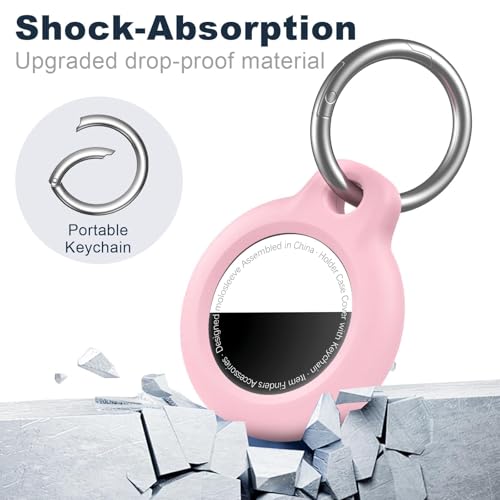 Image of MOLOSLEEVE Case for AirTag 2nd Gen (2026) & 1st Gen, Shockproof Holder Anti-Scratch Protective Cover for Air Tags, Men's Women's Keyrings & Keychains for Keys, Luggage, Bags, Blossom Pink
