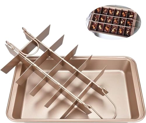 DECARETA Brownie Tin Pan Cake Baking Tray with Dividers,Non Stick Oven Baking Trays,Carbon Steel Roasting Tin Pans Baking Mat Set Non-Stick Deep Large Rectangle Cake Tin for Cake,Pizza(31x20x3.9cm)