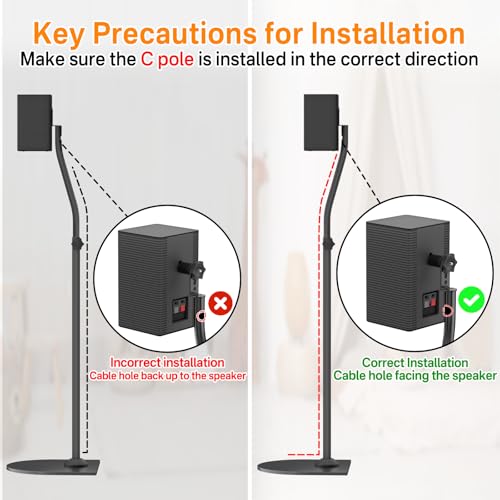 image for notiela Height Adjustable Speaker Stand Pair Extend 33