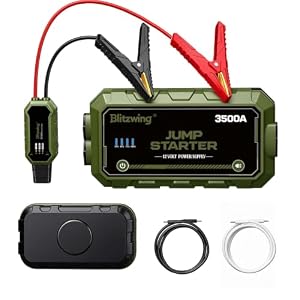 Blitzwing 3500A 12V Heavy Duty Jump Starter, Portable Jump Box Jump Pack Battery Booster for Truck RV 10L Gas 6L Diesel, PD60W Two-Way Fast Charge LED Light, 18M Standby Auto Jumper