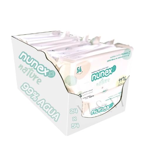 Nunex Nature Toallitas Húmedas Bebé 99% Agua, Pack 24 x 54 Toallitas | 1296 Toallitas | Toallitas Bebé con Tapa