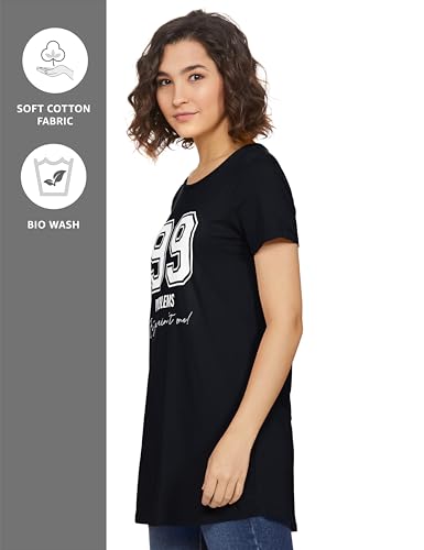 Image of Amazon Brand - Symbol Women's Cotton Stretch Half Sleeve Round Neck Regular Fit T-Shirt (Tunic Length)
