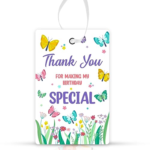 Image of Party Propz Thank You Tags For Return Gift - (21 Pcs) Butterfly Theme Embossed Printing Thank You Cards For Return Gifts (Cardstock),Tags with Ribbon, Birthday Gifts