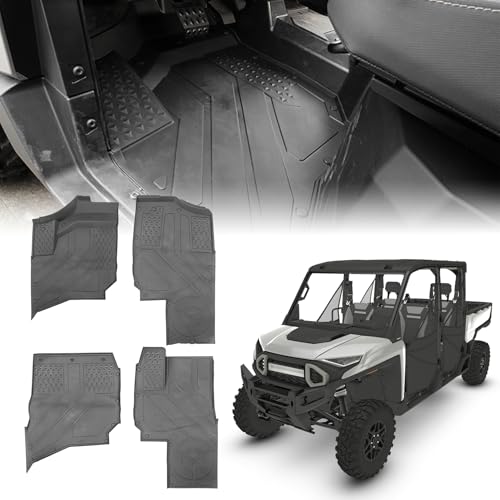 KEMIMOTO UTV Floor Mats Compatible with Polaris Ranger XD 1500 Crew 4PCS TPE Front Rear Floor Mat Four-Seats Anti-Slip Rubber Floor Liners Waterproof Heavy-Duty Durable 2024 2025 Accessories