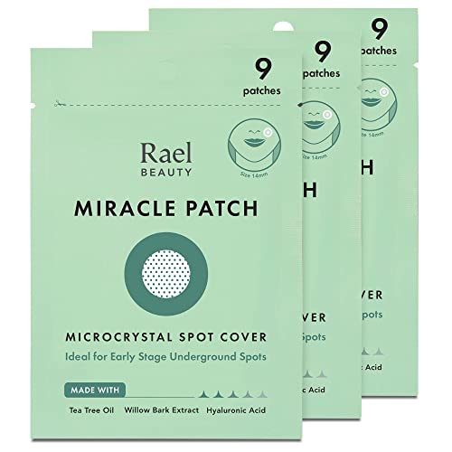 Rael Miracle Microcrystal Spot Cover - Hydrocolloid, Acne Pimple Spot Patches with Tea Tree Oil, Early Stage (27 Count)