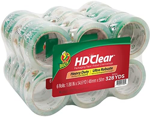 Duck Brand HD Clear Heavy Duty Packaging Tape, 1.88 Inches x 54.6 Yards, Clear, 24 Pack (393730)