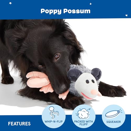 Image of BarkBox Poppy Possum Interactive Plush Dog Toy | Squeaky Dog Chew Toy with Whip-N-Flip Tail - For Dogs and Puppies