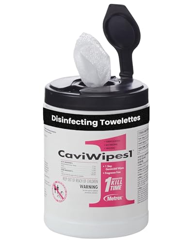 Metrex CaviWipes1 Surface Disinfectant Towelettes – Durable Non-Woven Disinfecting Wipes for Hard, Non-Porous Surfaces, Pre-Saturated with CaviCide1 – 6" x 6.75", 160 Wipes per Canister (Pack of 1)