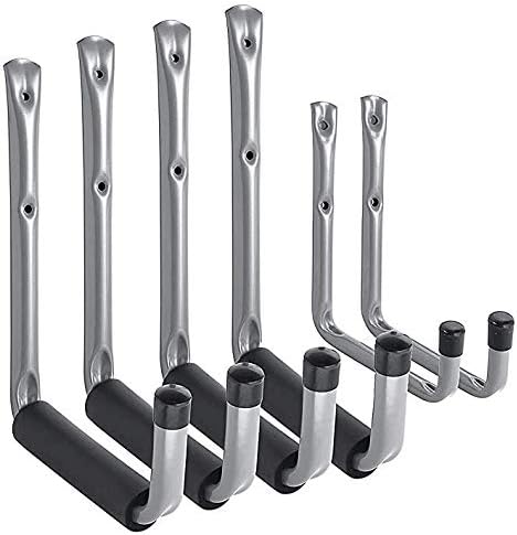Heavy Duty Garage Storage Utility Hooks with Jumbo Arm, Wall Mount Garage Hanger & Organizer for Ladder Tool Chair Hose(6 Pack - Gray)