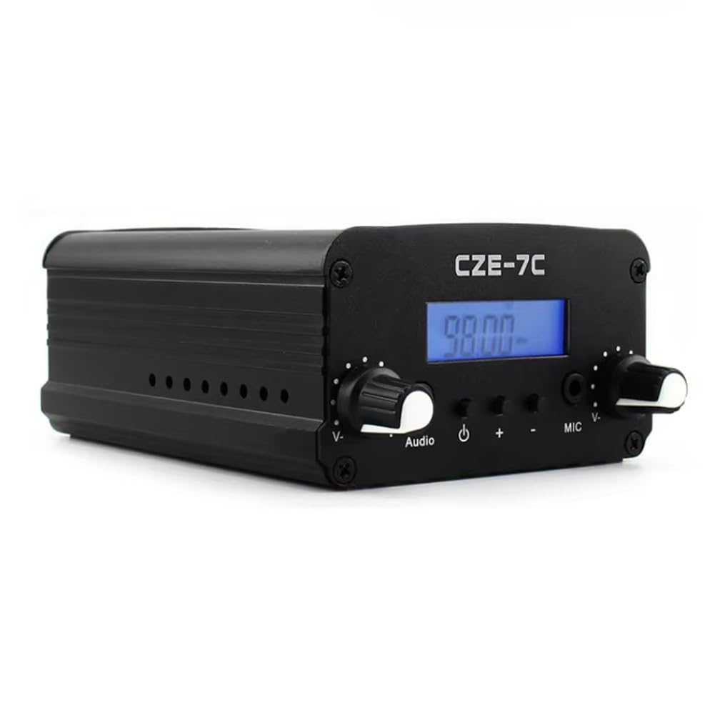 Transmisor de Radio FM de 1 W y 7 W CZE-7C, Amplificador Inalámbrico de FM de 76 A 108 MHz con Kit de Antena con Ventosa para Automóvil para Estación de Radio