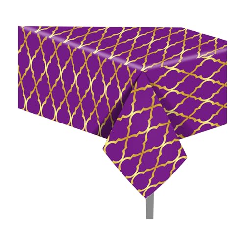 CC HOME Purple Gold Plastic Rectangular Tablecloth 54x108