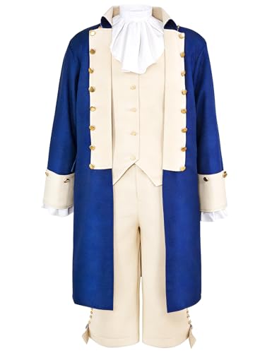 Padama 5Pcs Deluxe Hamilton Founding Father Costume Men Adult Colonial