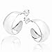 Trendy Crescent Moon Half Hoop .925 Sterling Silver Post Earrings