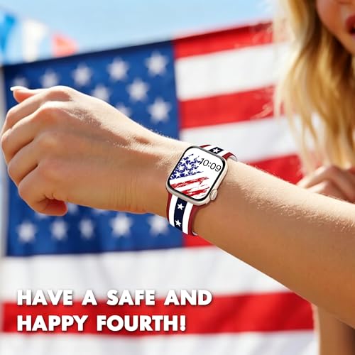 Image of wipalor 4th of July Band for Apple Watch Bands for Women Men 42mm 44mm 45mm 46mm 49mm, Cute Holidays Fourth of July iWatch Bands for iPhone Watch Bands Series 11 10 9 SE 8 7 6 5 4 3 Ultra-Patriotic