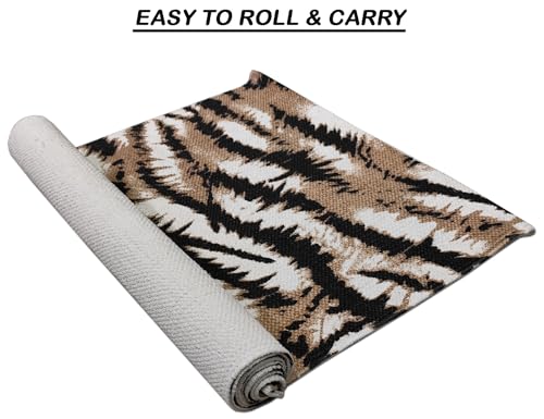 Image of SAGON 2x5 Ft Printed Runner Carpet - Cotton Bedside Rug for Bedroom & Living Room (Tiger Print)