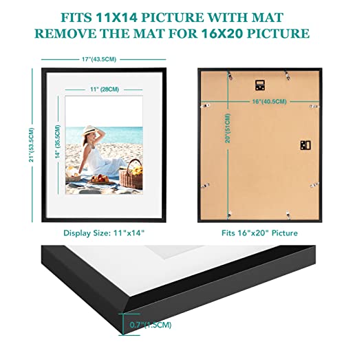 Twing 16 X 20 Picture Frame Set Of 6, Classic Picture Frames Display Pictures 11X14 With Mat Or 16X20 Without Mat, Wall Mounting Home Decor Collage Photo Frames Poster Frame Black Composite Wood #TOP3