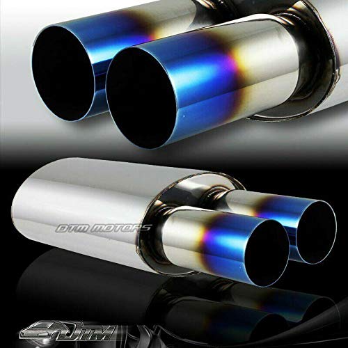 Weld-On Universal Muffler 3" Dual Titanium Burnt Tip 3" Inlet T-304 Stainless Exhaust Muffler