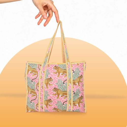 Image of Women's 100% Cotton Lightweight Shoulder Tote Bag with Interior Poeckt Casual Handbag for Women